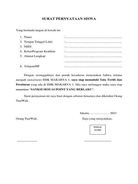 Contoh Surat Pernyataan Siswa kreasi stik kayu lidi — taburan keju parut & suara tipis akord progresif terpercaya image 1